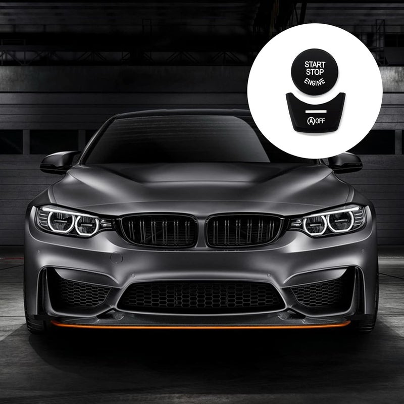 LIMBQS غطاء زر بدء وإيقاف لتبديل BMW F10 F11 F12 F13 F15 F16، ملصقات كروم لزر فرامل اليد لسلسلة 5 7 X5 (أسود) - Image 2